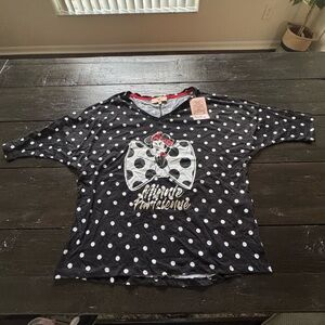 NWT Black and White Polka Dot Minnie Mouse Paris Top